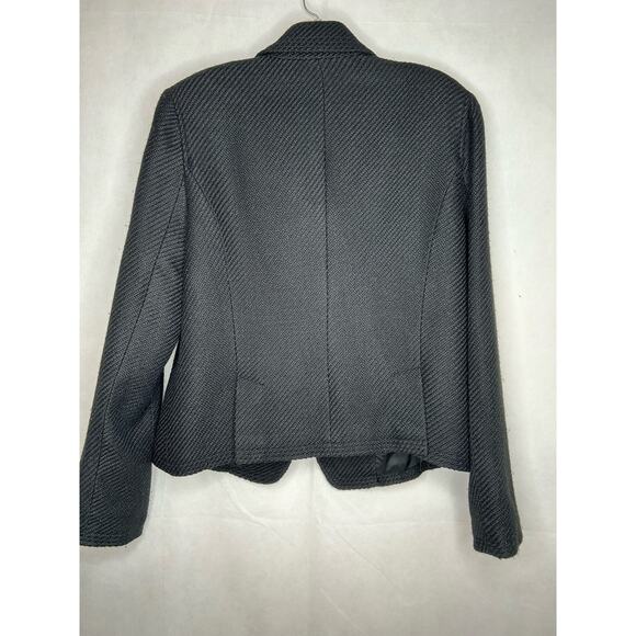 i.e. Blazer Jacket Women Lg Black Textured Lined Office Professional Preppy - Picture 2 of 8